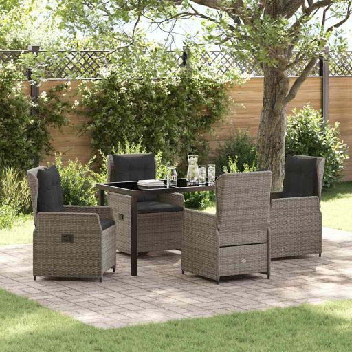 vidaXL Garten Essgruppe 3 pcs Schwarz Poly-Rattan