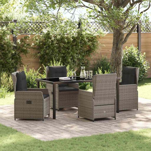 vidaXL Garten Essgruppe 3 pcs Schwarz Poly-Rattan