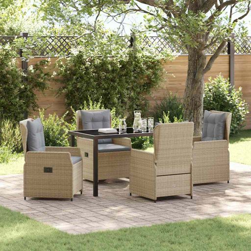 vidaXL Garten Essgruppe 3 pcs Schwarz Poly-Rattan