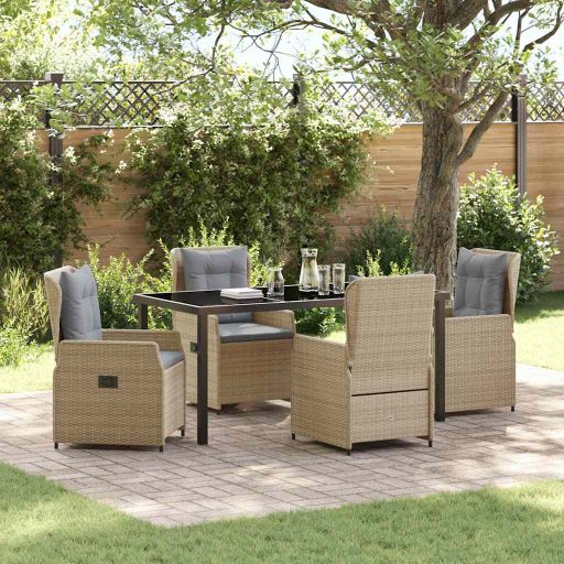 vidaXL Garten Essgruppe 3 pcs Schwarz Poly-Rattan