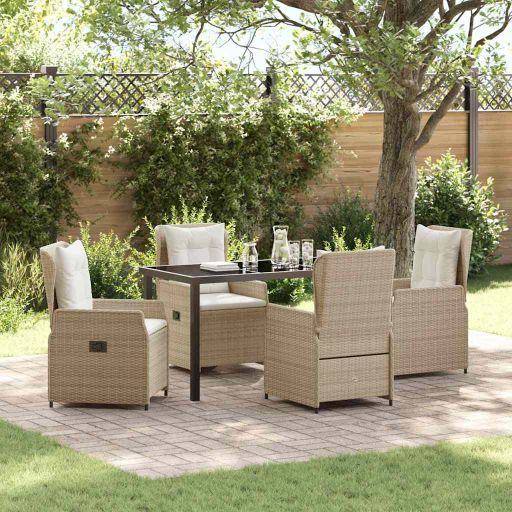 vidaXL Garten Essgruppe 3 pcs Schwarz Poly-Rattan