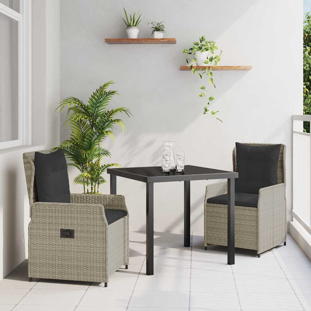 vidaXL Garten Essgruppe 3 pcs Schwarz Poly-Rattan