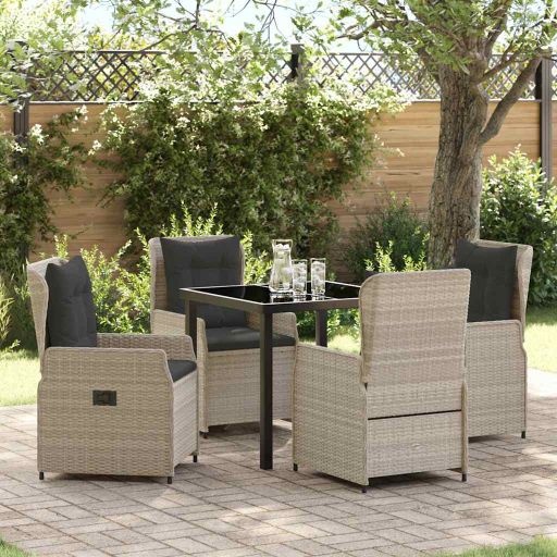vidaXL Garten Essgruppe 3 pcs Schwarz Poly-Rattan