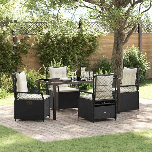 vidaXL Garten Essgruppe 3 pcs Schwarz Poly-Rattan