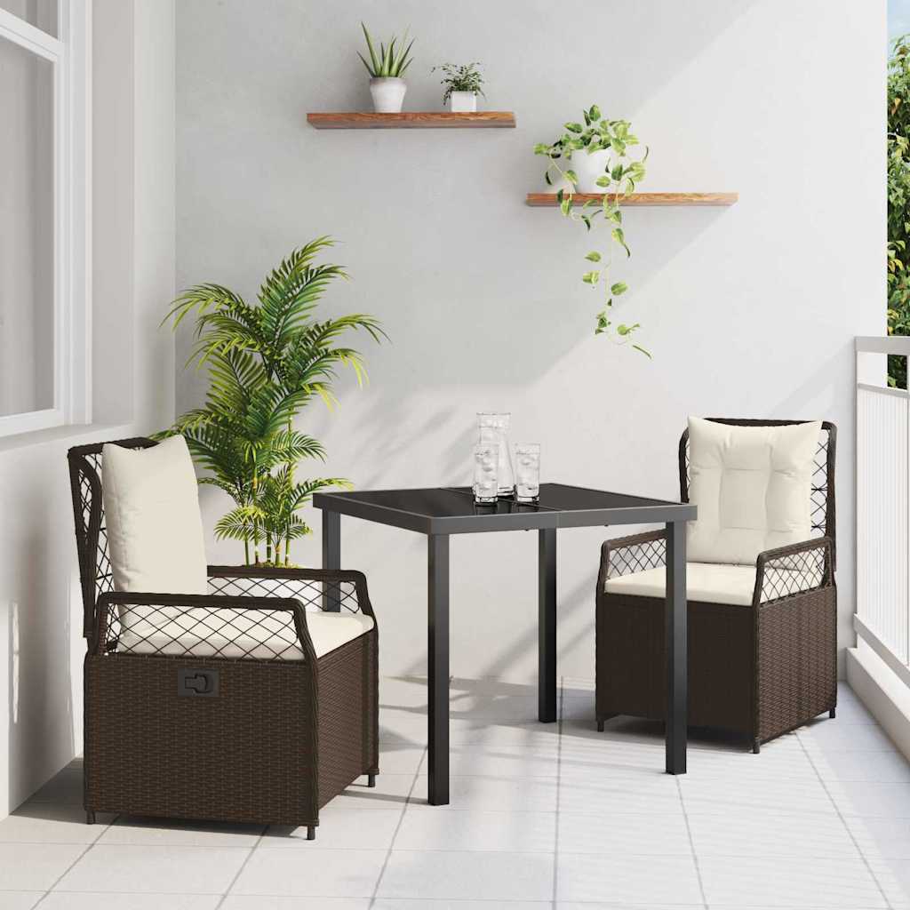 vidaXL Garten Essgruppe 3 pcs Schwarz Poly-Rattan
