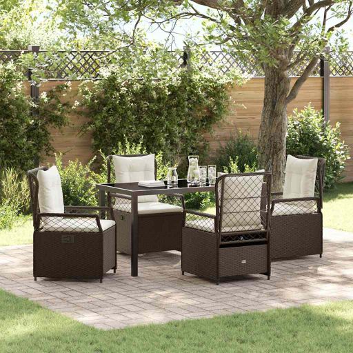 vidaXL Garten Essgruppe 3 pcs Schwarz Poly-Rattan