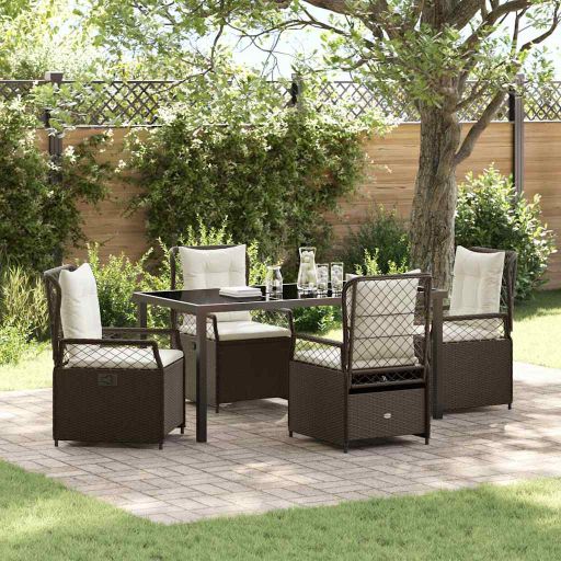 vidaXL Garten Essgruppe 3 pcs Schwarz Poly-Rattan