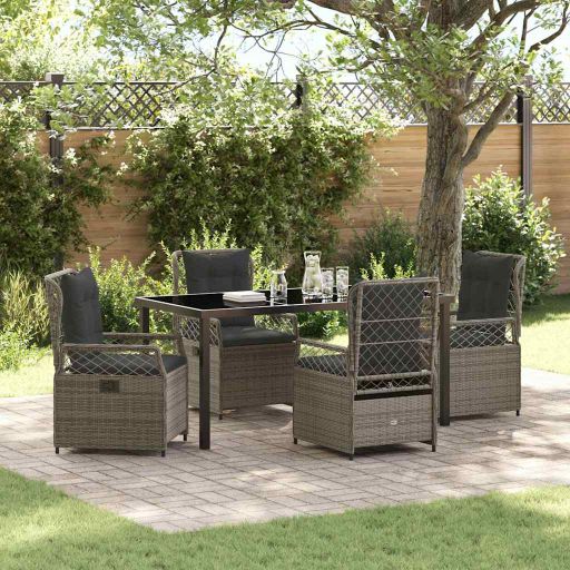 vidaXL Garten Essgruppe 3 pcs Schwarz Poly-Rattan