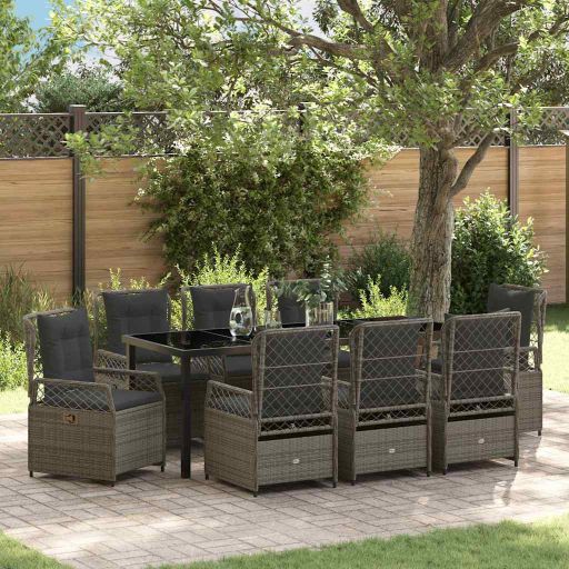 vidaXL Garten Essgruppe 3 pcs Schwarz Poly-Rattan