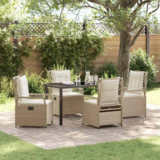 vidaXL Garten Essgruppe 3 pcs Schwarz Poly-Rattan