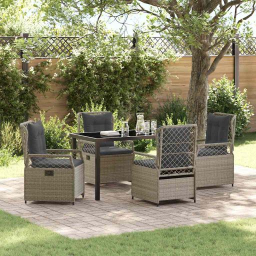 vidaXL Garten Essgruppe 3 pcs Schwarz Poly-Rattan