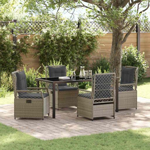 vidaXL Garten Essgruppe 3 pcs Schwarz Poly-Rattan