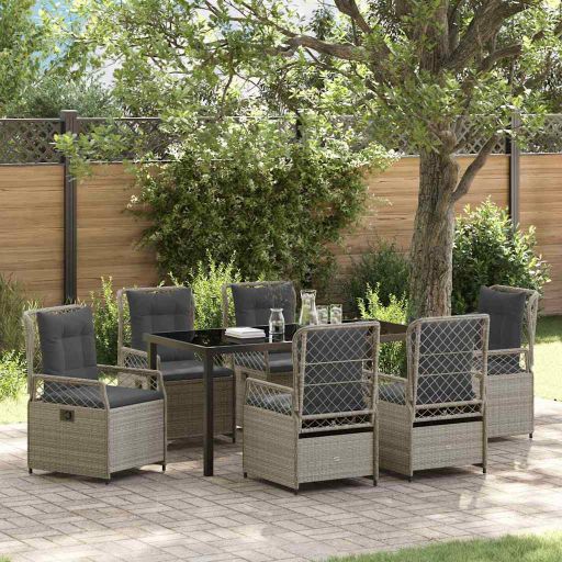 vidaXL Garten Essgruppe 3 pcs Schwarz Poly-Rattan