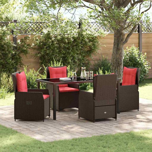 vidaXL Garten Essgruppe 3 pcs Braun Poly Rattan