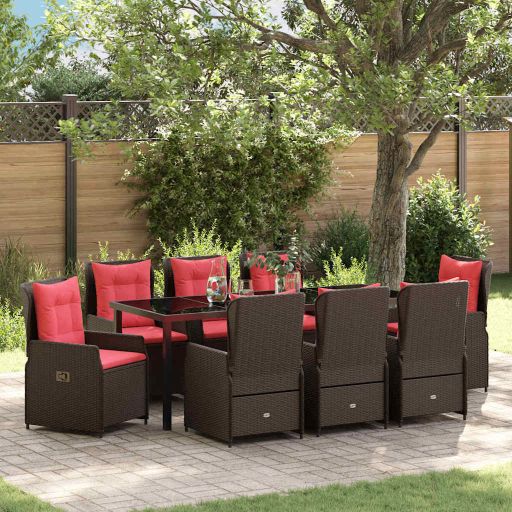 vidaXL Garten Essgruppe 3 pcs Braun Poly Rattan