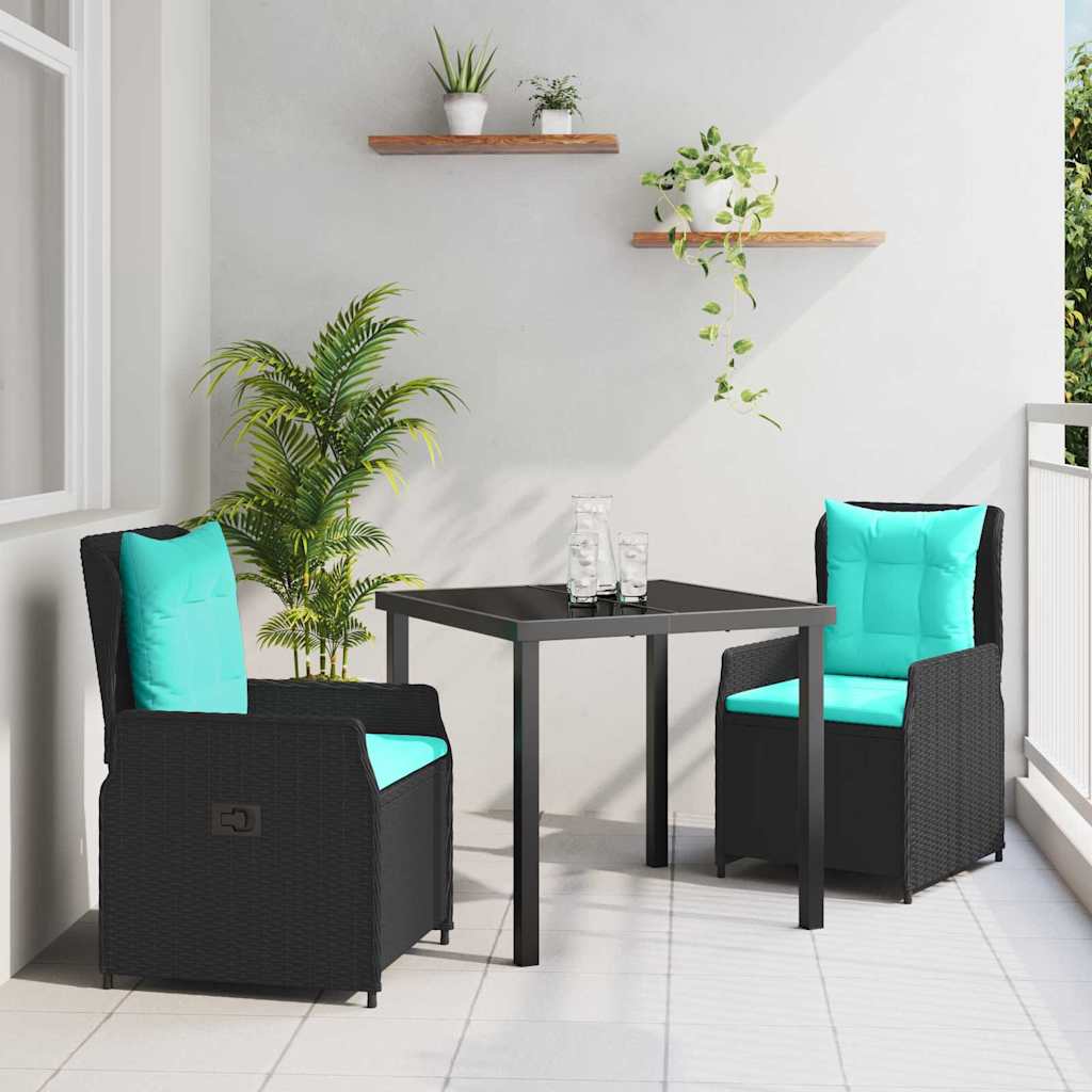 vidaXL Garten Essgruppe 3 pcs Braun Poly Rattan