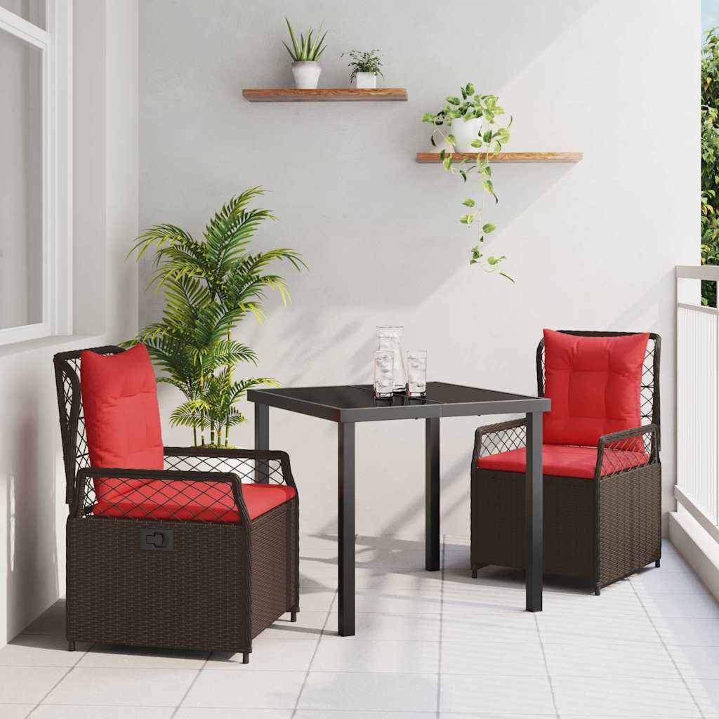 vidaXL Garten Essgruppe 3 pcs Braun Poly-Rattan