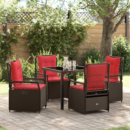 vidaXL Garten Essgruppe 3 pcs Braun Poly-Rattan