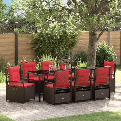 vidaXL Garten Essgruppe 3 pcs Braun Poly-Rattan