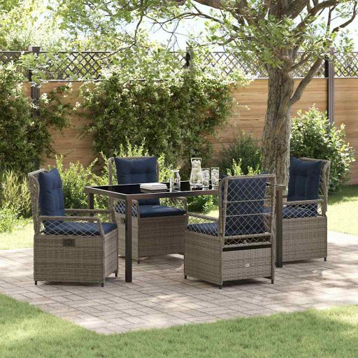 vidaXL Garten Essgruppe 3 pcs Braun Poly-Rattan