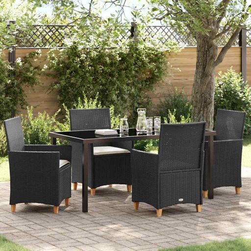 vidaXL Garten Essgruppe 3 pcs Schwarz Poly-Rattan