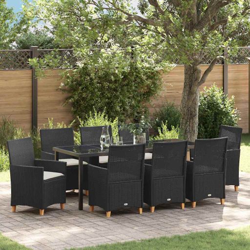 vidaXL Garten Essgruppe 3 pcs Schwarz Poly-Rattan