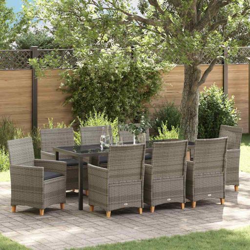 vidaXL Garten Essgruppe 3 pcs Schwarz Poly-Rattan