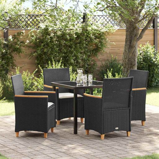 vidaXL Garten Essgruppe 3 pcs Schwarz Poly-Rattan