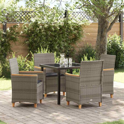 vidaXL Garten Essgruppe 3 pcs Schwarz Poly-Rattan