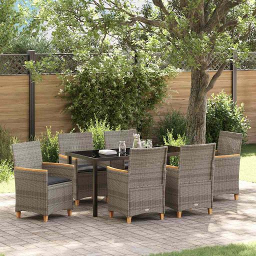 vidaXL Garten Essgruppe 3 pcs Schwarz Poly-Rattan
