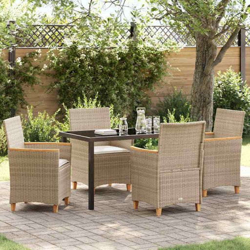 vidaXL Garten Essgruppe 3 pcs Schwarz Poly-Rattan