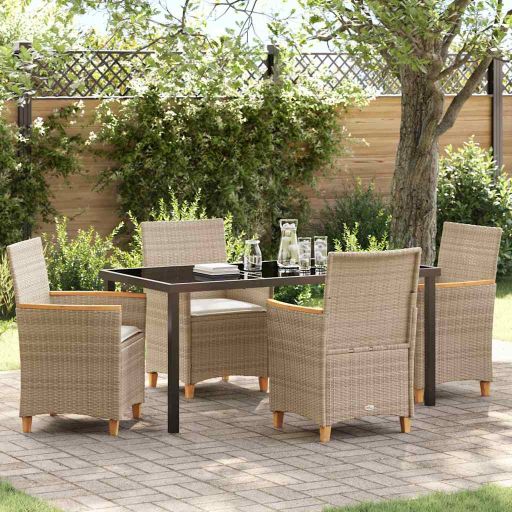 vidaXL Garten Essgruppe 3 pcs Schwarz Poly-Rattan