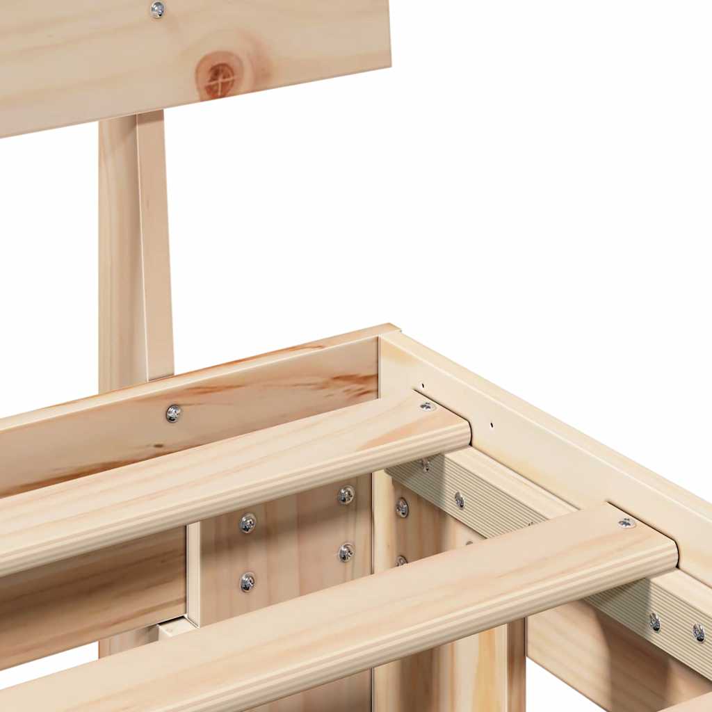 vidaXL Bettrahmen mit Kopfteil Braun 200 x 200 cm Massives Kiefernholz