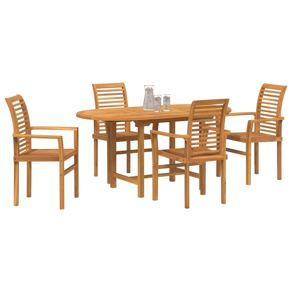 vidaXL Garten Essgruppe 5 pcs Braun Massivholz Teak