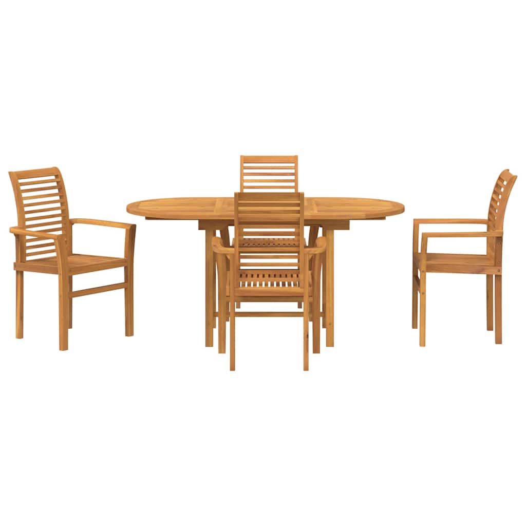 vidaXL Garten Essgruppe 5 pcs Braun Massivholz Teak