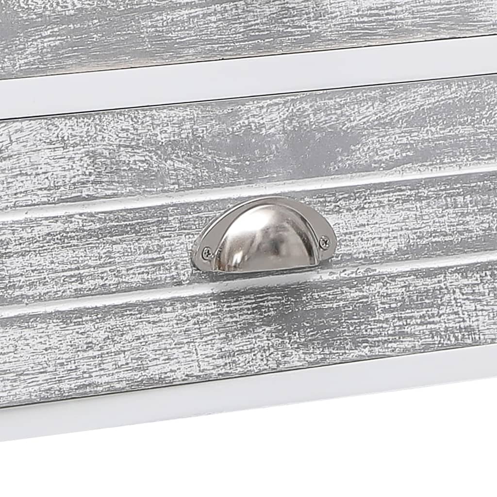 vidaXL TV-Schrank Weiß und Grau 108x30x40 cm Massivholz Paulownia