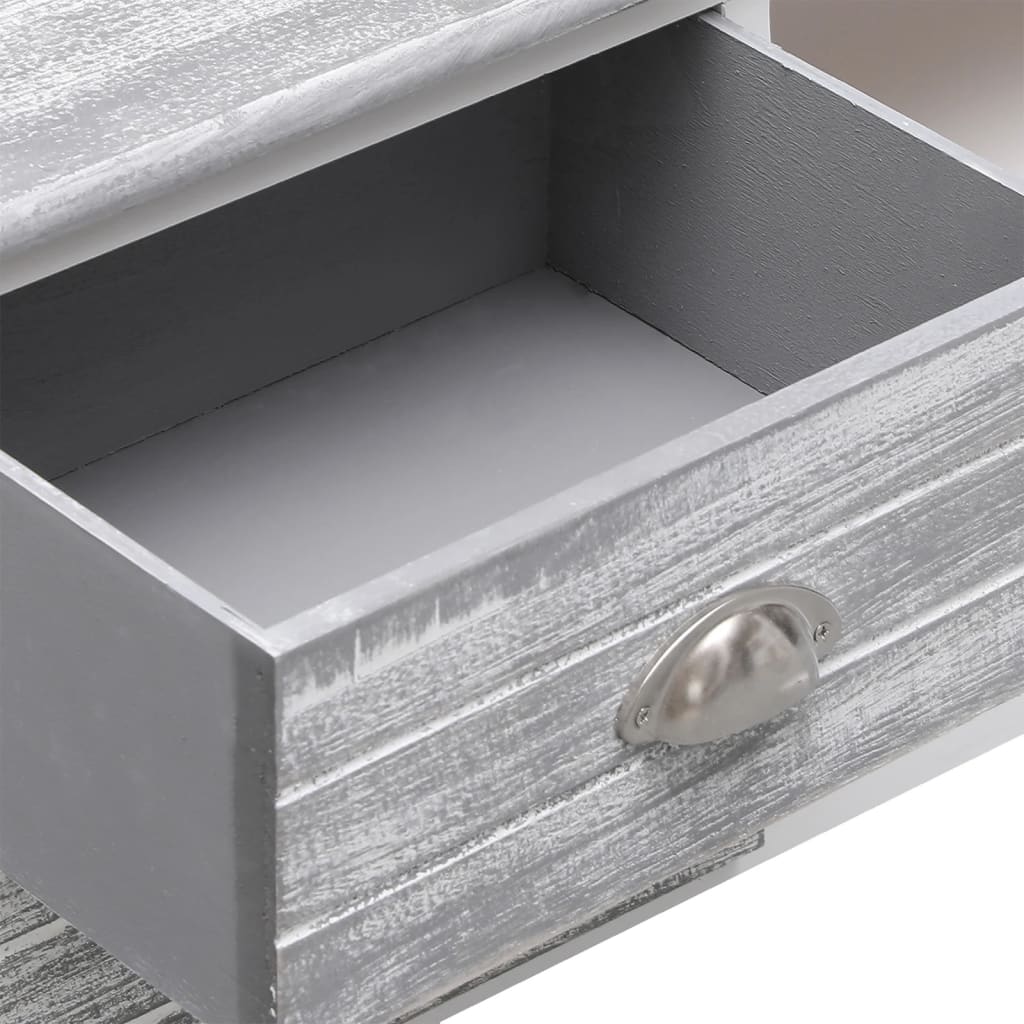 vidaXL TV-Schrank Weiß und Grau 108x30x40 cm Massivholz Paulownia