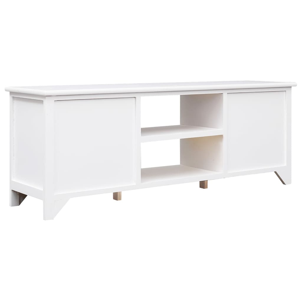vidaXL TV-Schrank Weiß 108x30x40 cm Massivholz Paulownia