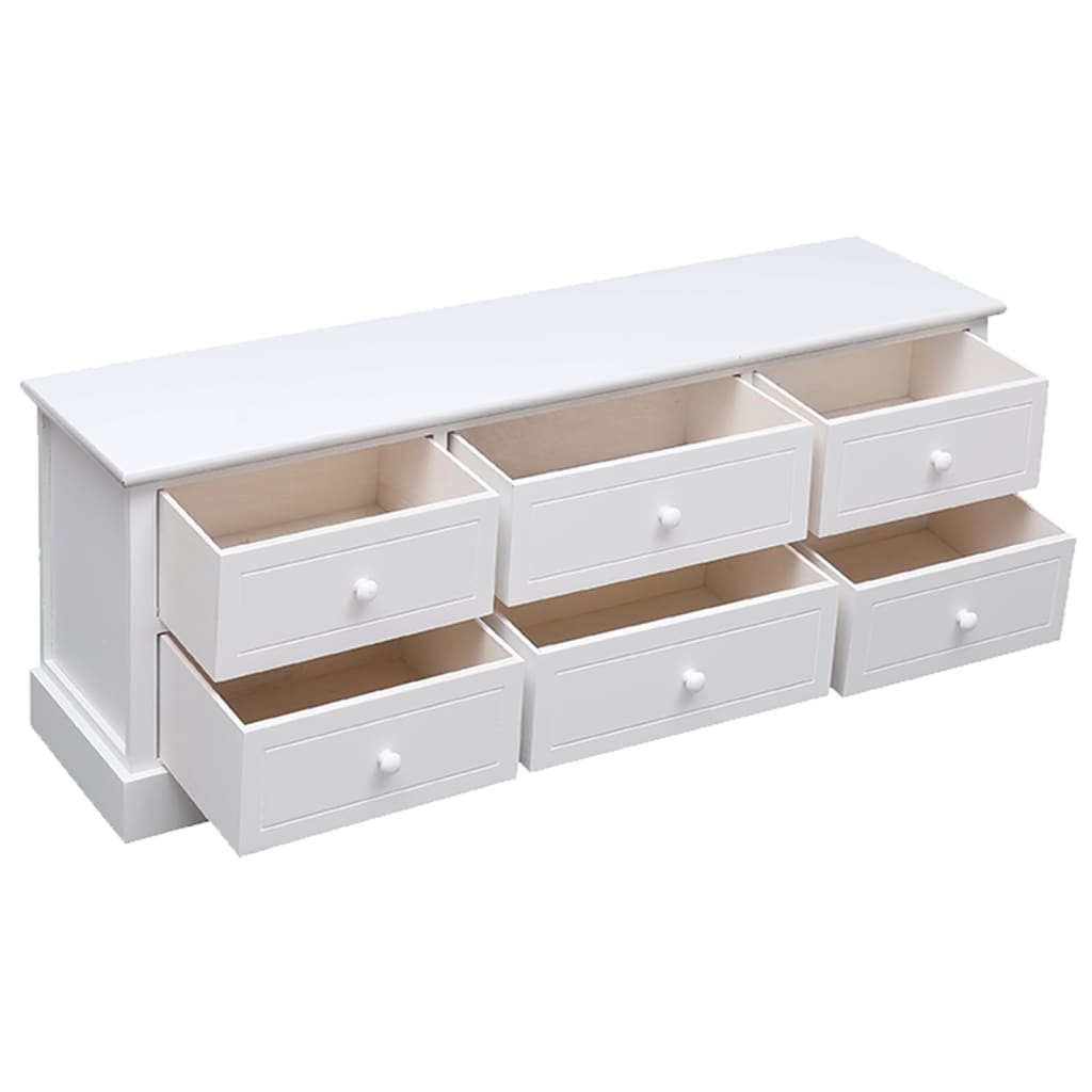 vidaXL TV-Schrank Weiß 108x30x40 cm Massivholz Paulownia