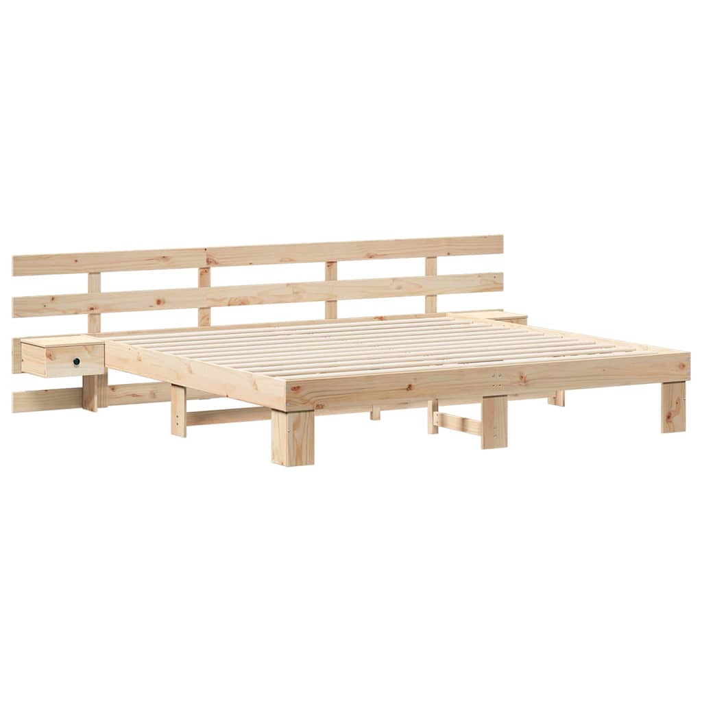 vidaXL Bettrahmen mit Kopfteil Braun 200 x 200 cm Massives Kiefernholz