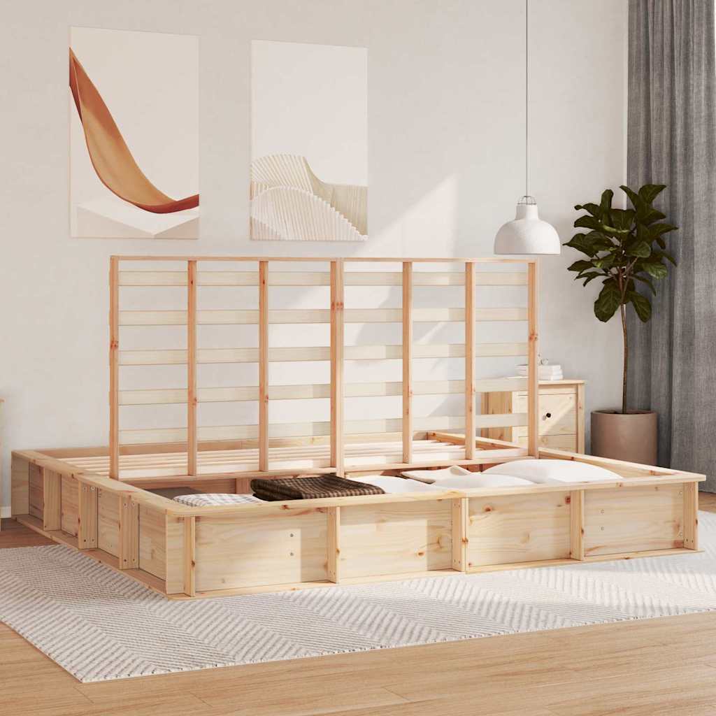 vidaXL Bettrahmen Braun 200 x 200 cm Massives Kiefernholz