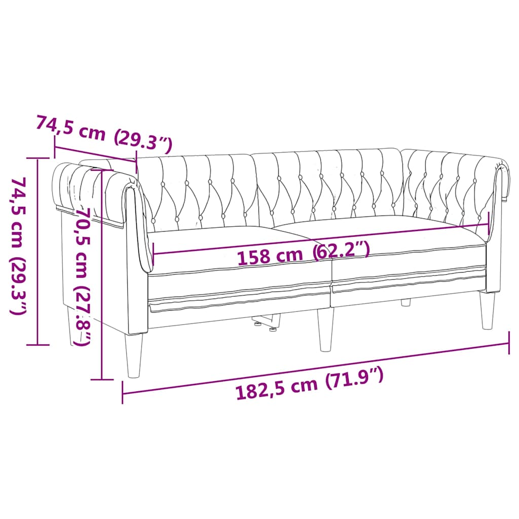 vidaXL Wohnzimmer Couch 2 pcs Hellgrau Stoff