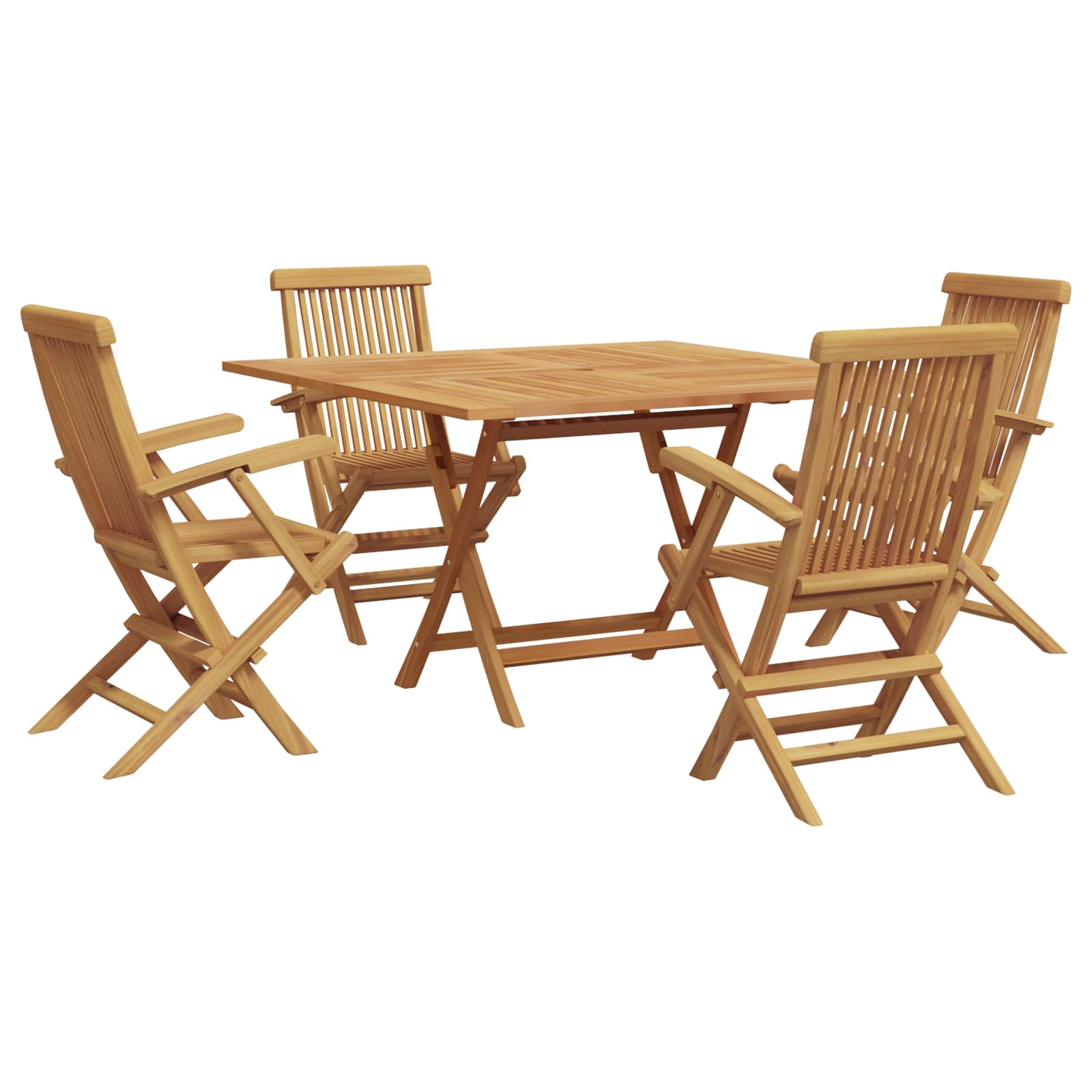 vidaXL Garten Essgruppe 5 pcs Braun Massivholz Teak