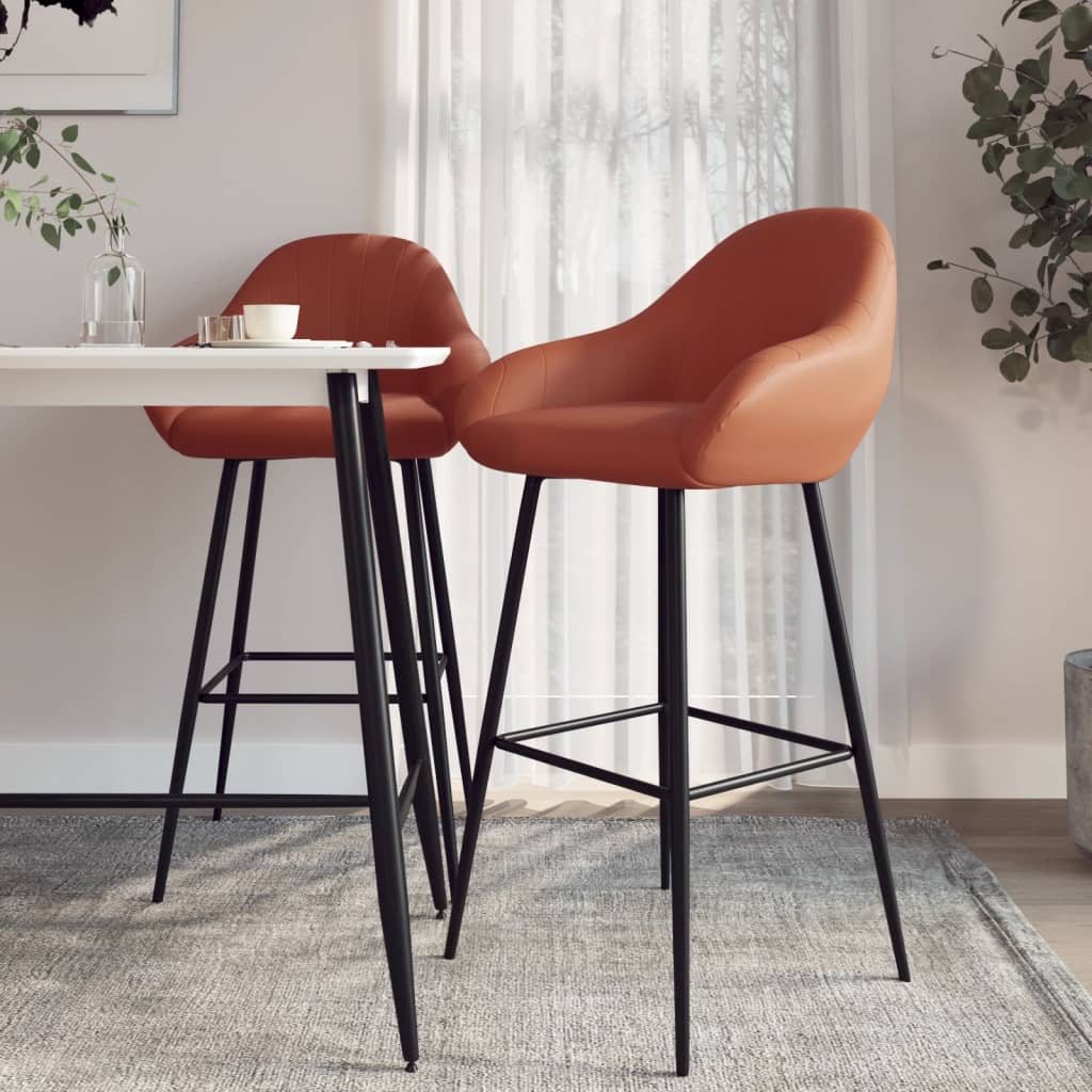vidaXL Barhocker 2 Stk. Hellbraun Kunstleder