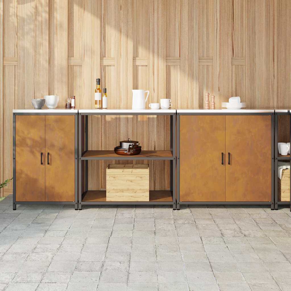 vidaXL Aufbewahrungsset für die Küche mit Regal 3 pcs Schwarz Stahl