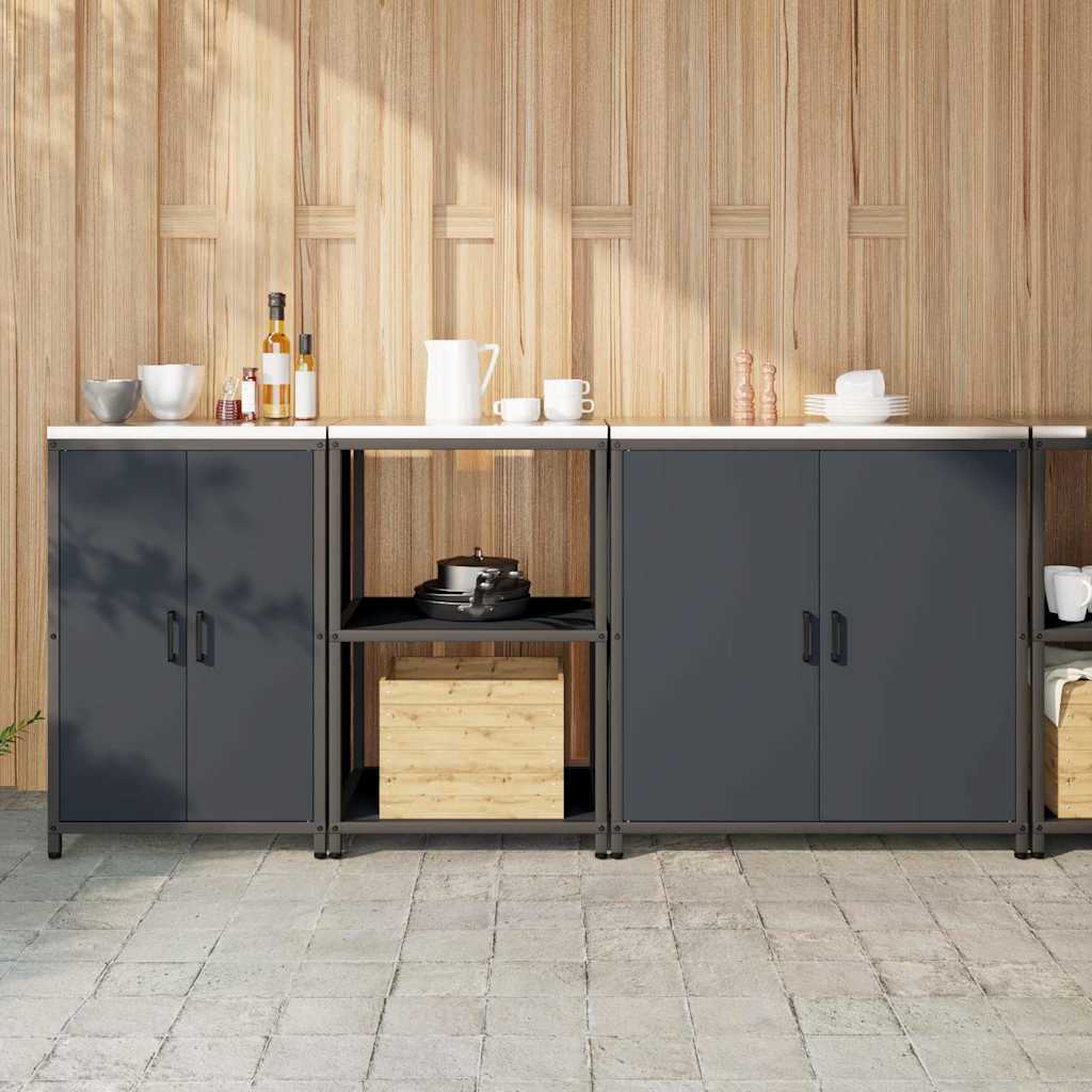 vidaXL Aufbewahrungsset für die Küche mit Regal 3 pcs Schwarz Stahl