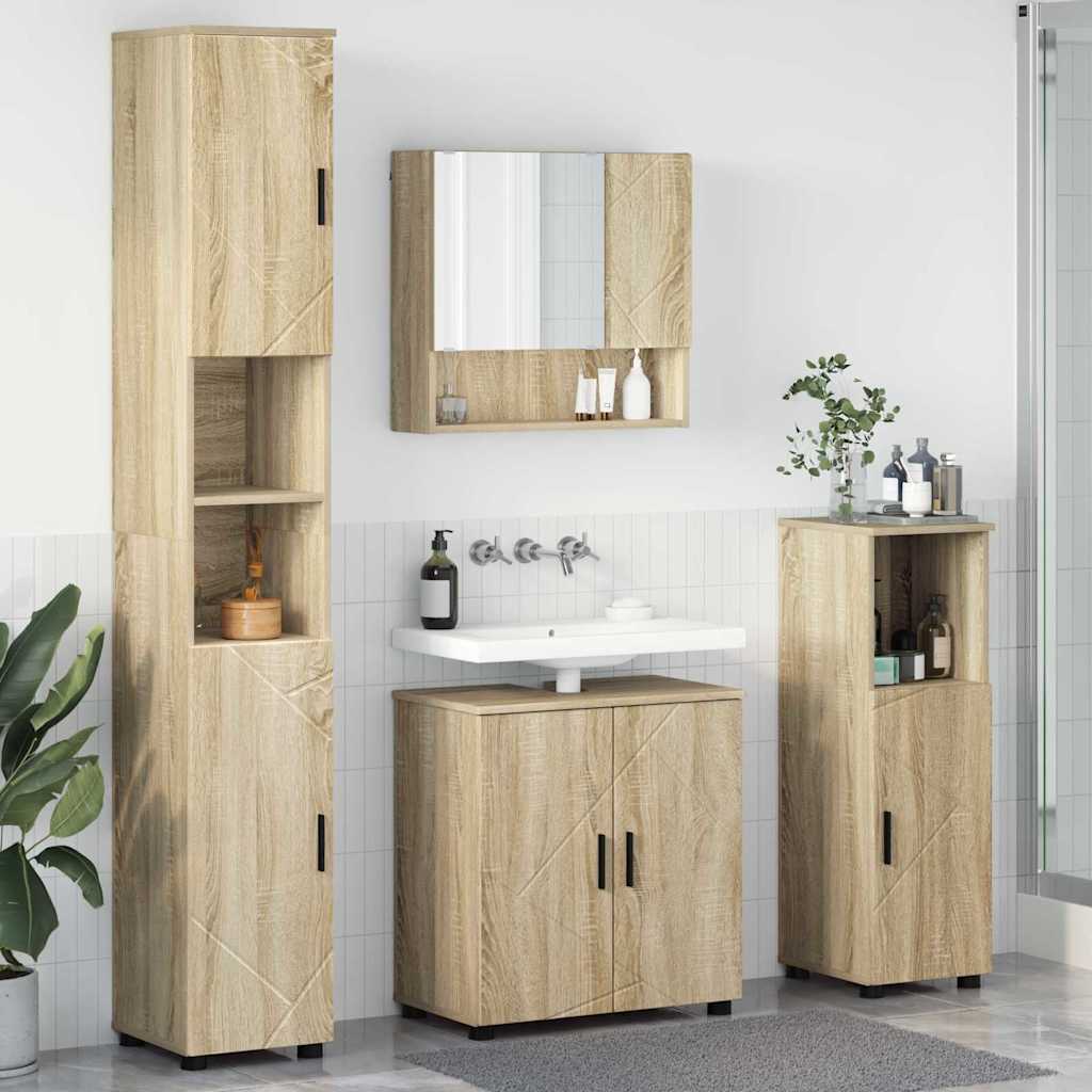 vidaXL Badezimmermöbel-Set mit Tür 4 pcs Weiß Holzwerkstoff & Metall