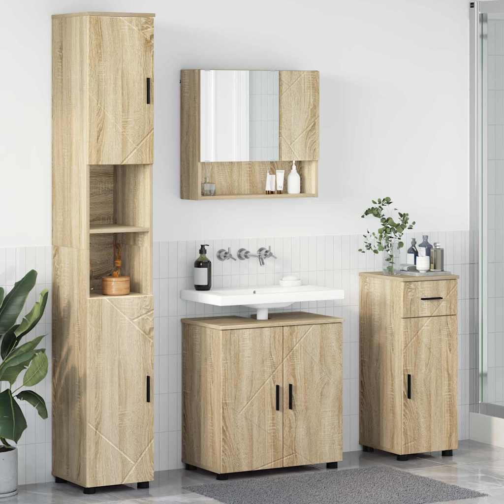 vidaXL Badezimmermöbel-Set mit Tür 4 pcs Weiß Holzwerkstoff & Metall