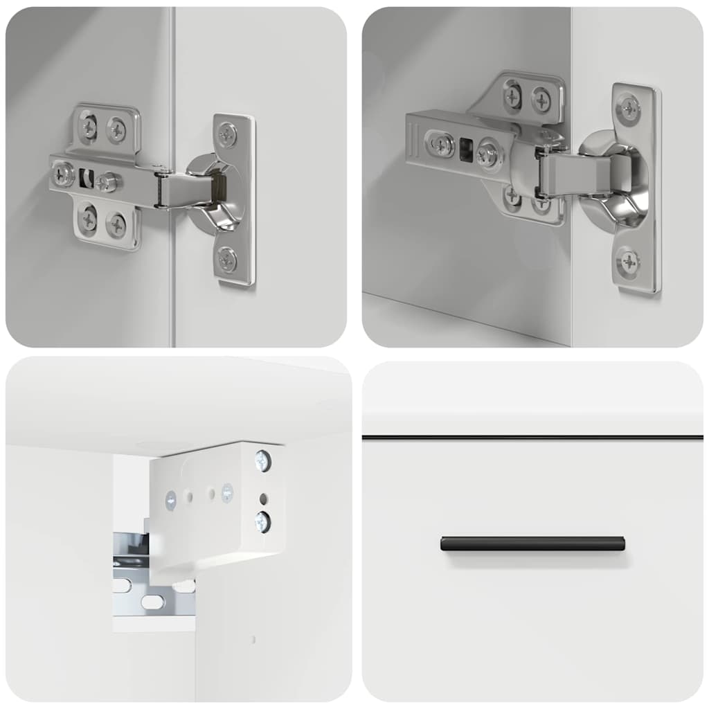 vidaXL Badezimmermöbel-Set mit Regal 2 pcs Weiß Sperrholz und Metall