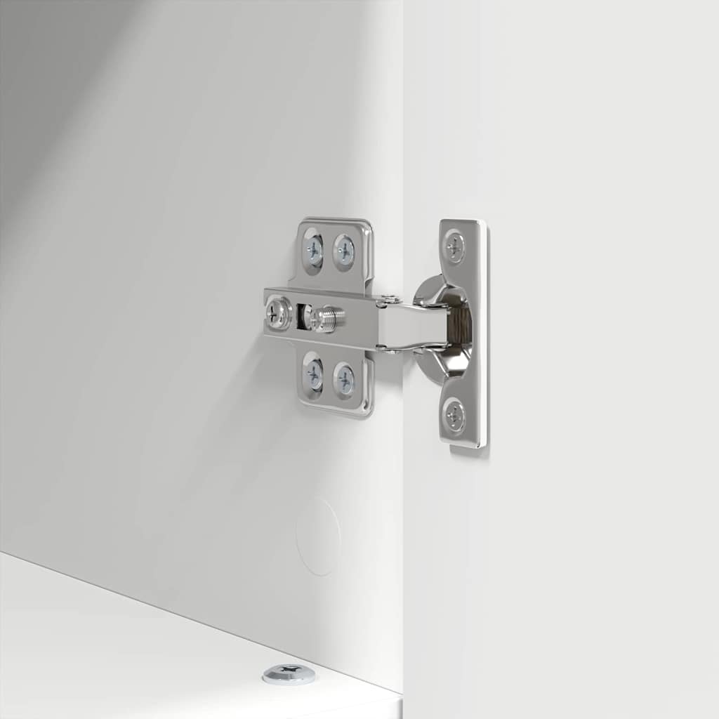 vidaXL Badezimmermöbel-Set mit Regal 3 pcs Weiß Sperrholz und Metall